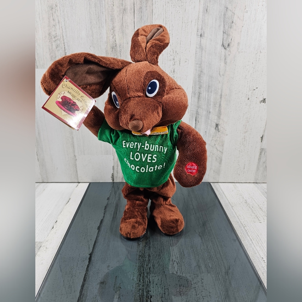 PBC International Chantilly Lane Music 14" Chocolate Bunny Singing I Feel Good
